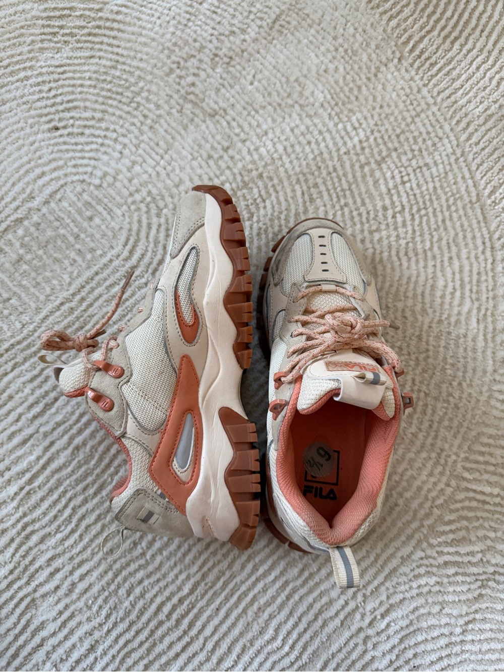 FILA Kids Cream and Peach Trail Sneakers